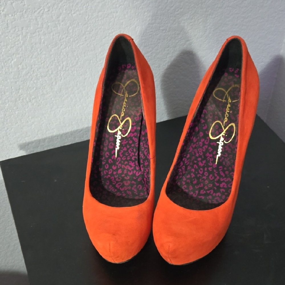 Jessica Simpson Orange Heels Vibrant Suede Design